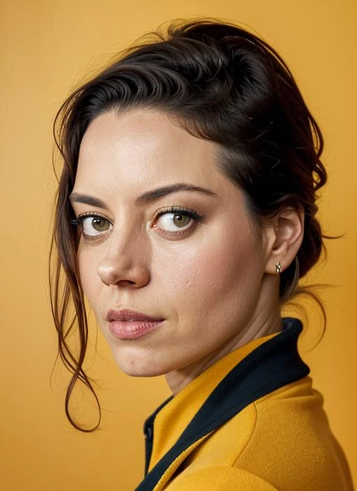 close up portrait of sks woman , by Flora Borsi, style by Flora Borsi, bold, bright colours, ((Flora Borsi)), by Annie Leibovitz, <lora:lora-small-aubrey-plaza-v1:1>