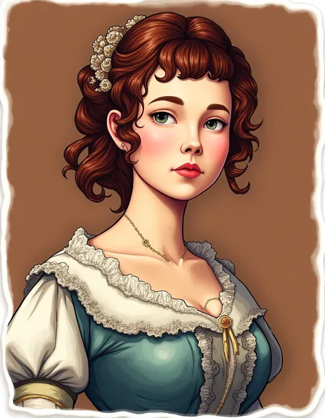 portrait woman, 2d art, sticker, historical dress