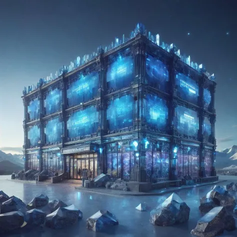 meadows, billboard,dark sky reserve BREAK <lora:bgst:1>bgst technocyber discotheque, electroactive shape-changing facades, northern lights,moonlight, security lighting