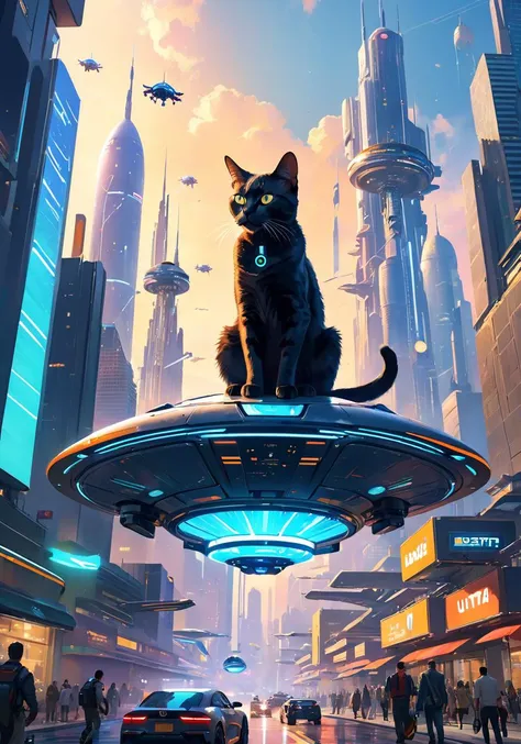 A very strange scene with cats. There are cats living in a futuristic city, where they have their own gadgets, vehicles, and robots. They are busy with their daily lives, working, shopping, and socializing. Some cats are flying with jetpacks, some cats are driving hovercars, some cats are using holograms, and some cats are controlling drones. The background is a sci-fi cityscape with skyscrapers, neon lights, and flying saucers.
,wani wani panic,
ultra realistic detailed,aesthetic,best quality,(photorealistic:1.2),dynamic angle,elegant,realistic skin detail ,