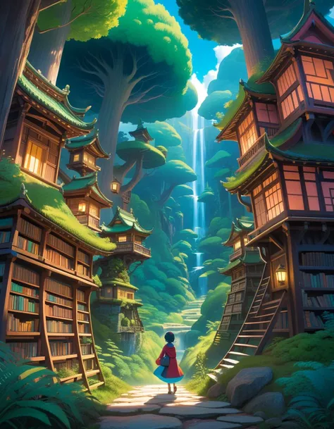 a manga illustration, ~*~line art~*~, ~*~Valeria, Whimsical forests alive with bioluminescent flora that cast a surreal rainbow of hues, where towering bookshelves sprout from the ground, covered in enchanted books that sway with imaginary winds~*~,((Manga Style, Kaoru Mori, Yusuke Murata, Junji Ito, Yoshito Yamahara, Masashi Kishimoto, Gosho Aoyama, Akira Toriyama)), Pencil drawing, (B&W:1.2), (Low detail:1.2), sketch, concept art, chalk, hand-drawn, defined lines, simple shades, simplistic, minimalistic, High contrast, Precision artwork, Linear compositions, Scalable artwork, Digital art, High Contrast Shadows