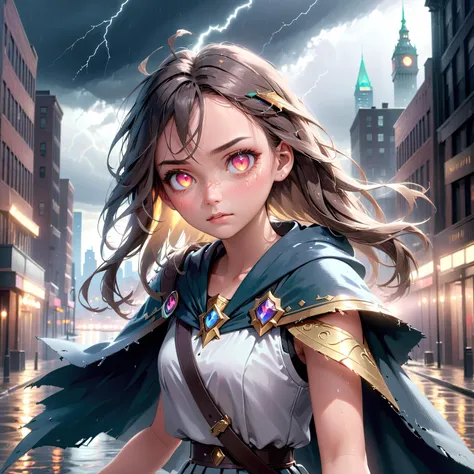 Magical girl|gritty|determined expression|dark cityscape|((glowing eyes))|(tattered cape:1.3)|[broken wand|healed wand] in hand|stormy weather.
masterpiece, best quality, detailed, realistic, 8k UHD, high quality, lifelike, precise, vibrant, absurdres, SimplepositiveXLv1, sfw