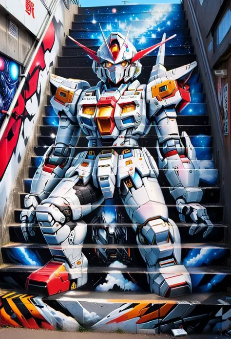 4K, 8K, hyper detailed, masterpiece, best quality, fantastic, stair-art, gundam, freedom,