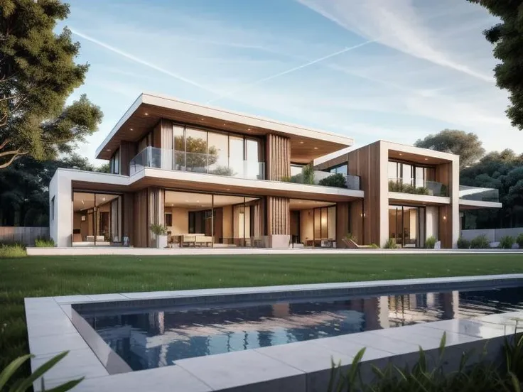 mordenhouse, modern farm house in the city, morning, dramatic, architecture, composite construction, masterpiece, (photorealistic:1.2), best quality, <lora:bietthuMJ1:0.5>