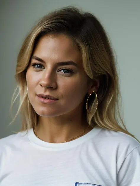 Realistic photo of a beautiful s13nn4m-v2 woman, 1girl, long hair, looking at viewer, smile, (((blonde hair))), shirt, holding, brown eyes, jewelry, white shirt, earrings, solo focus, pants, lips, denim, t-shirt, cigarette, jeans, realistic, soft lighting, professional Photography, Photorealistic, detailed, RAW, analog, sharp focus, 8k, HD, high quality, masterpiece<lora:s13nn4m-v2:1.0>