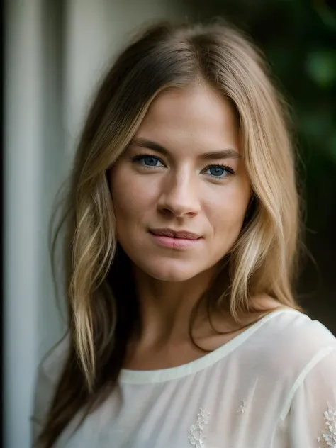 Realistic photo of a beautiful s13nn4m-v2 woman, 1girl, solo, long hair, looking at viewer, smile, blue eyes, blonde hair, shirt, lips, portrait, realistic, soft lighting, professional Photography, Photorealistic, detailed, RAW, analog, sharp focus, 8k, HD, high quality, masterpiece<lora:s13nn4m-v2:1.0>