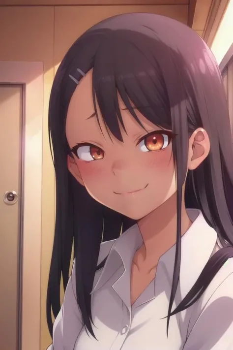 <lora:nagatorosd-000015:0.6>
a girl nagatoro hayase standing in a japanese school hallway, she is wearing a collared white shirt, hair clip,
she has a smug expression and a smirk on her face, her mouth is closed, her face is hyper detailed, amber eye color
draw it in the style of Don't Toy with Me, Miss Nagatoro,
The soft lighting and detailed surroundings create an immersive environment where imagination runs wild
hyper-detailed,hyper-detailed face, high quality visuals, dim Lighting, sharply focused, octane render, 8k UHD