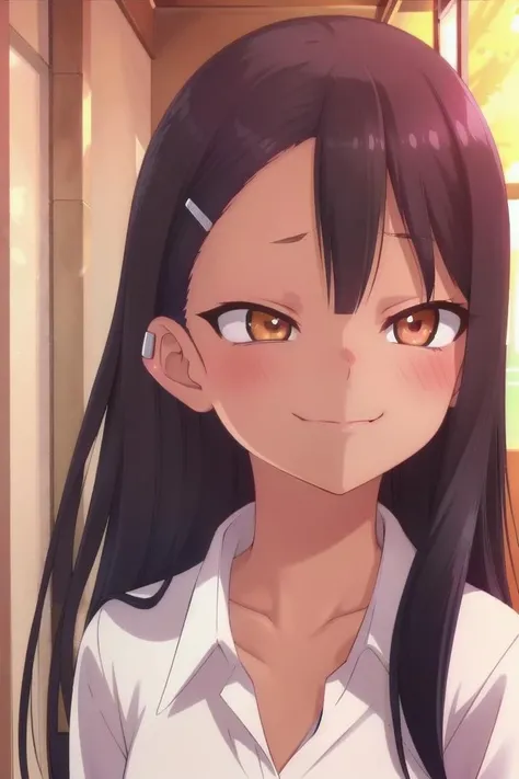 <lora:nagatorosd-000015:0.6>
a girl nagatoro hayase standing in a japanese school hallway, she is wearing a collared white shirt, hair clip,
she has a smug expression and a smirk on her face, her mouth is closed, her face is hyper detailed, amber eye color
draw it in the style of Don't Toy with Me, Miss Nagatoro,
The soft lighting and detailed surroundings create an immersive environment where imagination runs wild
hyper-detailed,hyper-detailed face, high quality visuals, dim Lighting, sharply focused, octane render, 8k UHD
