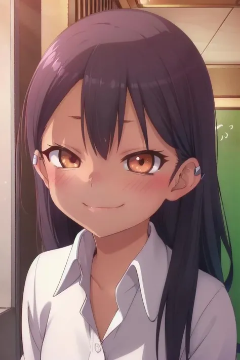 <lora:nagatorosd-000015:0.6>
a girl nagatoro hayase standing in a japanese school hallway, she is wearing a collared white shirt, hair clip,
she has a smug expression and a smirk on her face, her mouth is closed, her face is hyper detailed, amber eye color
draw it in the style of Don't Toy with Me, Miss Nagatoro,
The soft lighting and detailed surroundings create an immersive environment where imagination runs wild
hyper-detailed,hyper-detailed face, high quality visuals, dim Lighting, sharply focused, octane render, 8k UHD