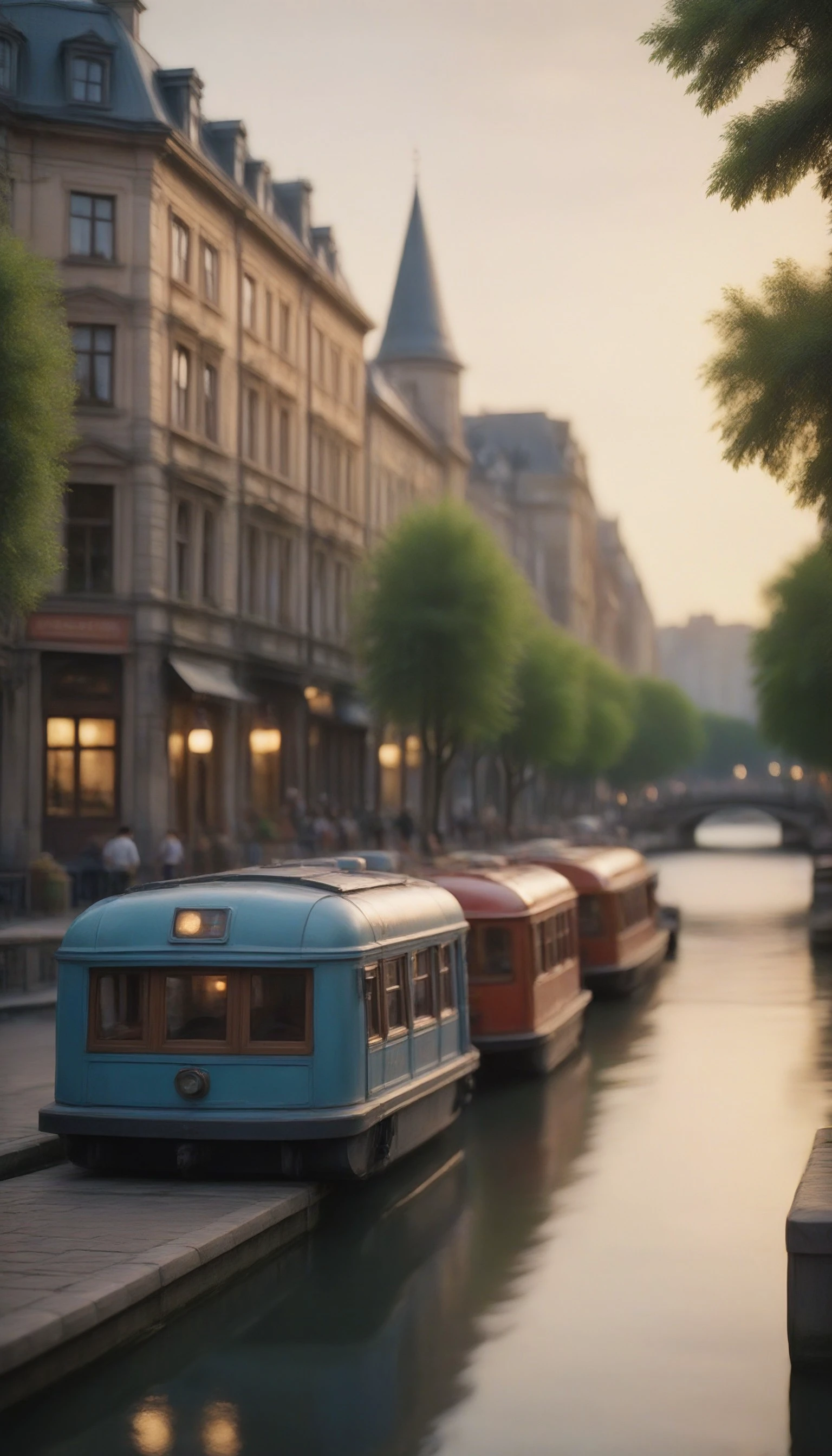 cinematic photo of a city by the river, 35mm photograph, film, bokeh, professional, 4k, highly detailed