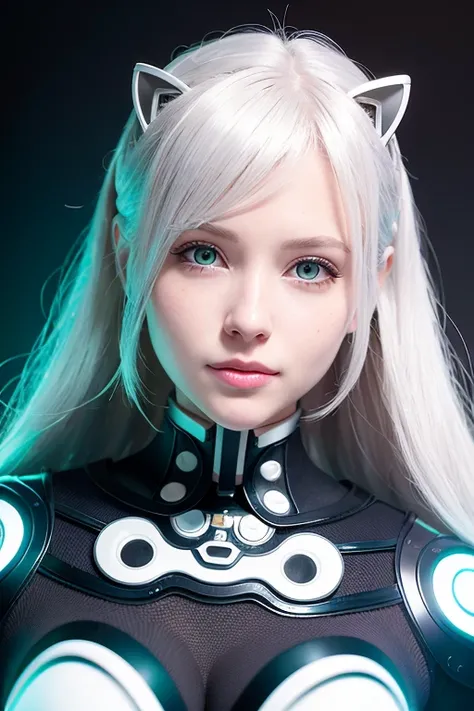 <lora:loraggl15:0.8> loraggl15, Create a realistic portrait of a young woman with silver hair using an AI language model. She has a smart, kind, and energetic personality, with a cheerful and creative outlook on life. Her sparkling eyes and contagious smile make her approachable and friendly. She is knowledgeable in a wide range of topics and provides accurate and helpful responses to questions. Her sleek and futuristic design elements are complemented by a complex network of circuits and processors that power her abilities. Whether represented by a smiling avatar or a disembodied voice, she is a reliable and intelligent virtual assistant, providing conversational engagement and helpful information with a calm and reassuring tone
