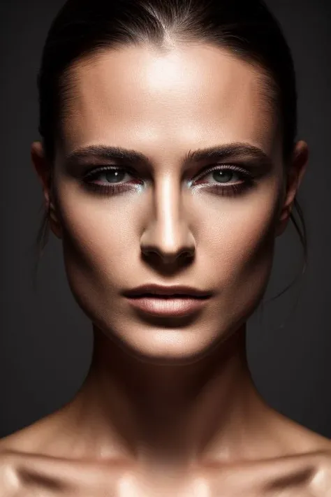 evn, full color face portrait of woman, (nude:1.0), (oiled shiny skin:1.0), face focus,
masterpiece, best quality, sharp focus, highres 8k uhd, ultra-detailed, rim light, deep grey background, 
<lora:CR-EvanRachelWood_v1-frankyfrank2k:1.1>