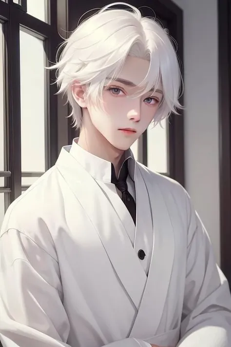 (masterpiece,best quality),ttch,1boy, solo, looking at viewer, <lora:ttch:1>, upper body, white hair,