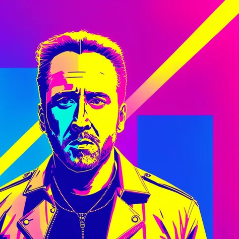snthwve style, nvinkpunk, nicolas cage, pompadour hairstyle, lineart, neon, (masterpiece:1.2), best quality