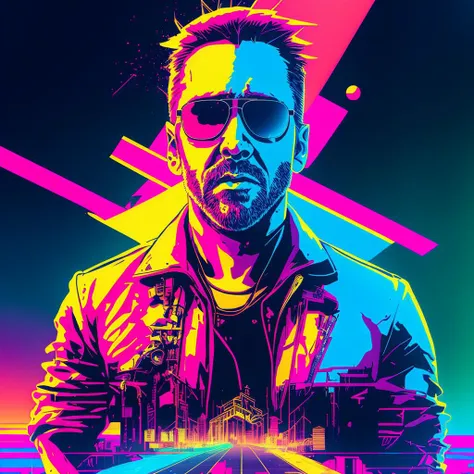 snthwve style, nvinkpunk, nicolas cage, pompadour hairstyle, paint splashes, splatter, outrun, highly detailed, fine detail, intricate,, (masterpiece:1.2), best quality