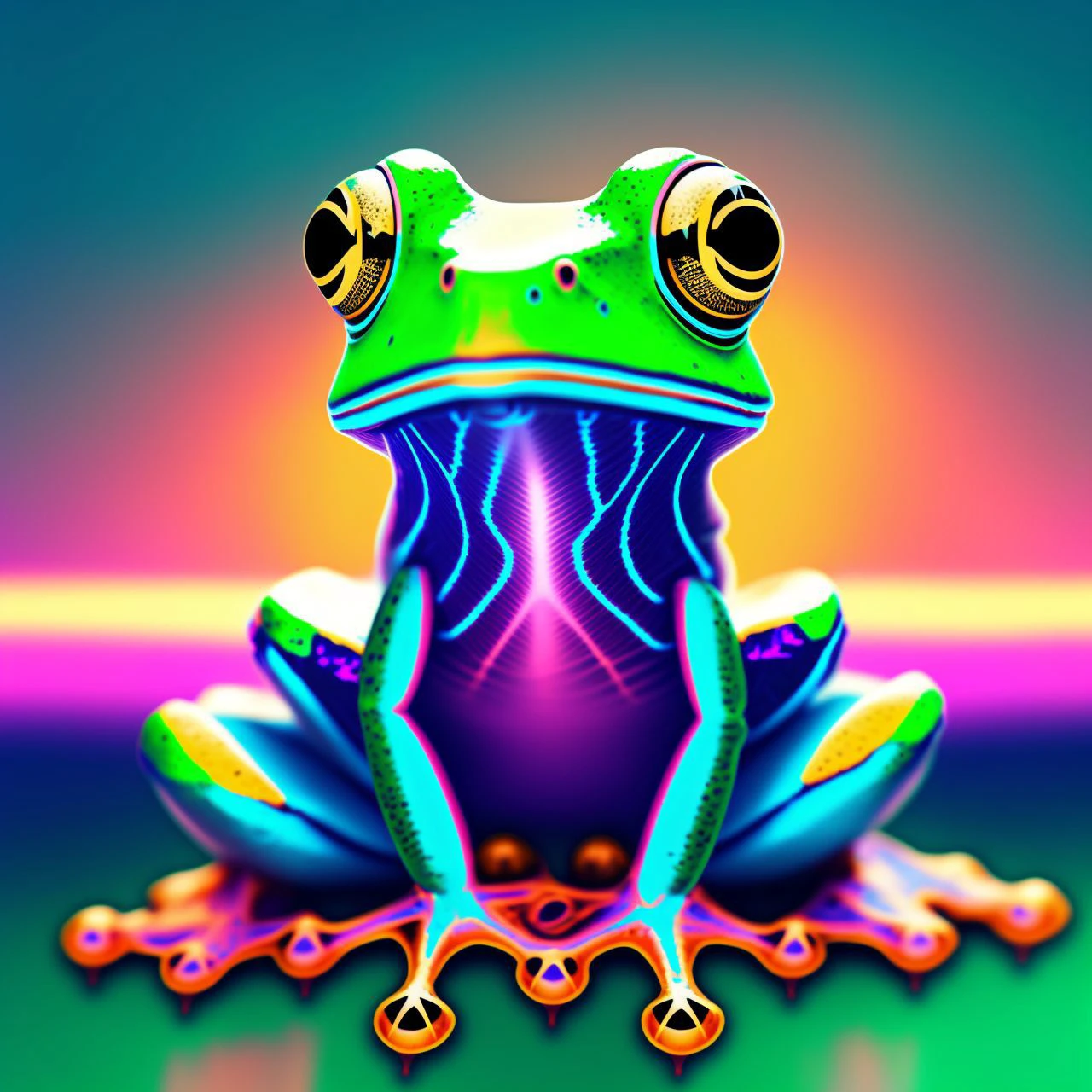(snthwve style nvinkpunk:0.8) surreal mechanical (frog:1.2), chrome, dream, blue, glow <lora:fROG3_frog:0.55>