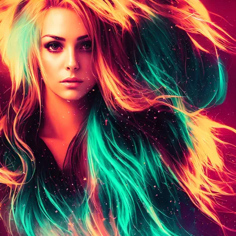 (snthwve style:1) (nvinkpunk:0.7) talia_t1 portrait close-up center as delirium from sandman, (hallucinating colorful soap bubbles), by jeremy mann, by sandra chevrier, by dave mckean and richard avedon and maciej kuciara, punk rock, high detailed, 8k, sharp focus, natural lighting, subsurface scattering, f2, 35mm, film grain