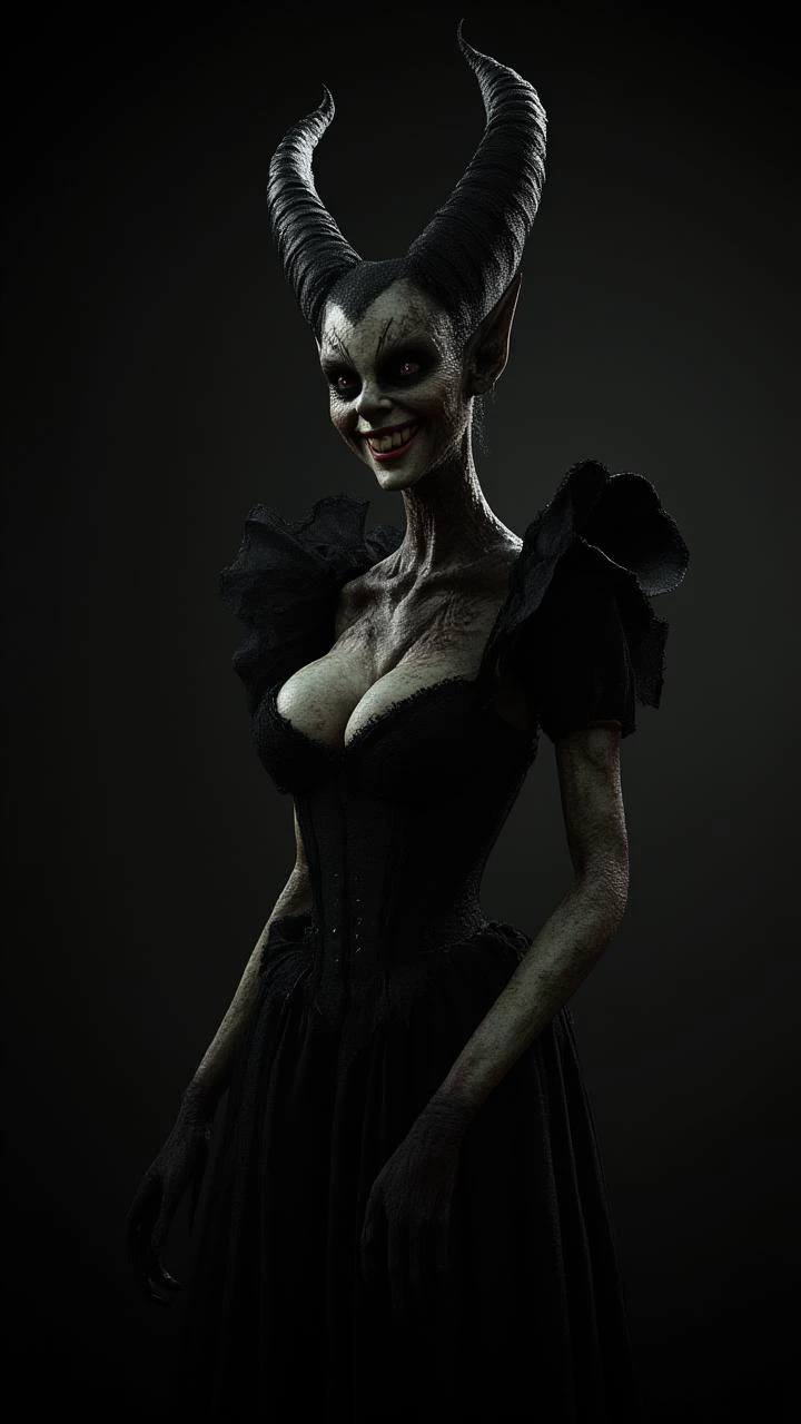 ultra realistic, ultra detailed, sharp photo, amazing and beautiful smiling orc in black corset, 8K, detailed,