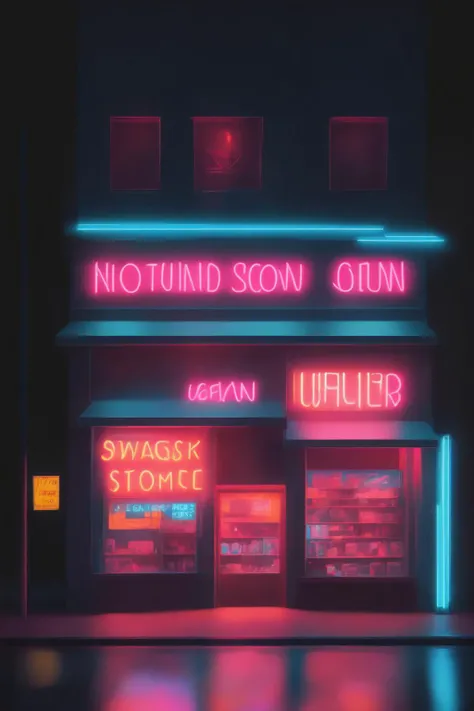 <lora:Neon Night:1>Neon Night - a store front with neon lights at night time