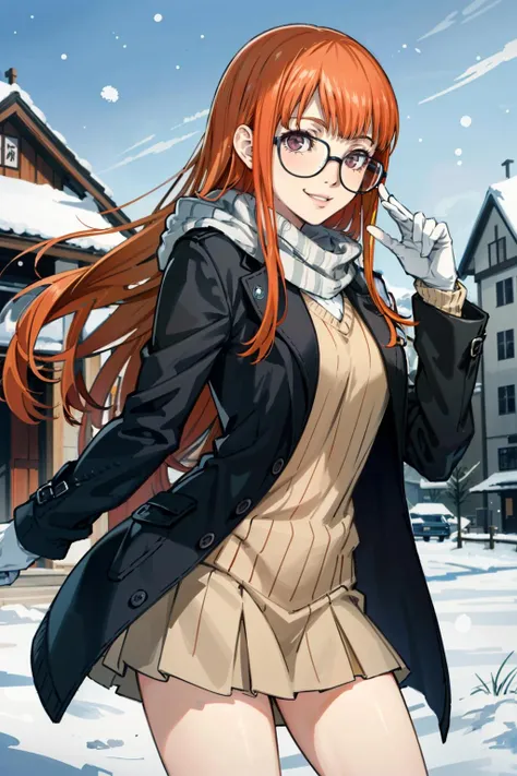 ((masterpiece, best quality))
<lora:Persona5FutabaSakura:0.9>
Persona5FutabaSakura, 1girl, solo, long hair, glasses, in a winter wonderland, cowboy shot, winter clothing, smile
