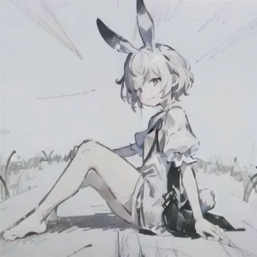 ((masterpiece,best quality)),1girl, solo, animal ears, rabbit, barefoot, knees up, dress, sitting, rabbit ears, short sleeves, looking at viewer, grass, short hair, smile, white hair, puffy sleeves, outdoors, puffy short sleeves, bangs, on ground, full body, animal, white dress, sunlight, brown eyes, dappled sunlight, day, depth of field <lora:Take On Me style:1>