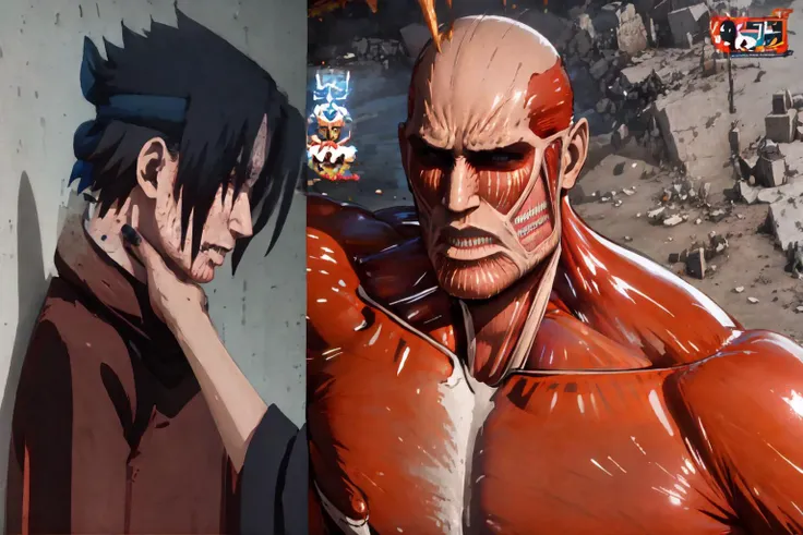 IncrsChokeMeme, <lora:SasukeChokeEditsMeme:1>, colossal titan, <lora:Char_Sigmas_ColossalTitan:1>