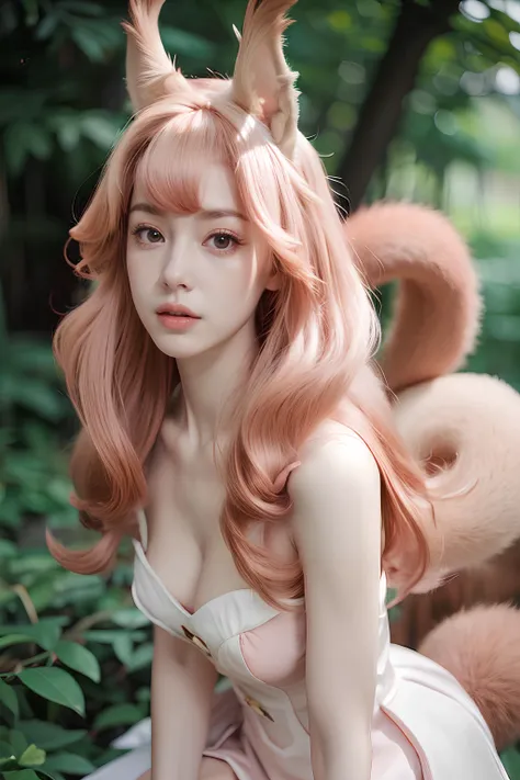 <lora:aya_aov:0.8>, 1giel, long hair, pink hair, long hair, animal ears, squirrel, pink dress, short skirt, squirrel tail, shoes, breasts, large breasts, <lora:add_detail:0.6>