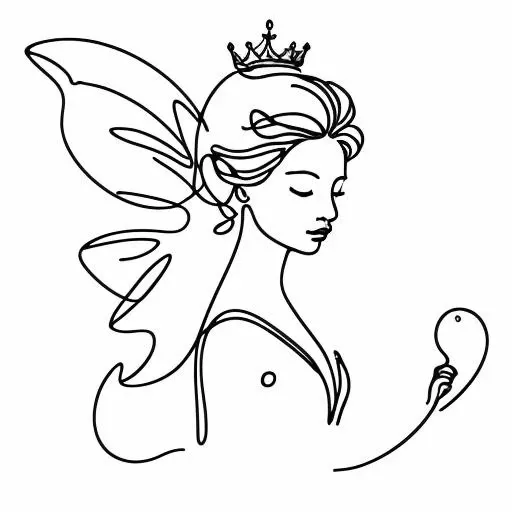 <lora:minimalistlinedrawing-tylertsanders:1.00>, minimalist, line drawing of fairy princess