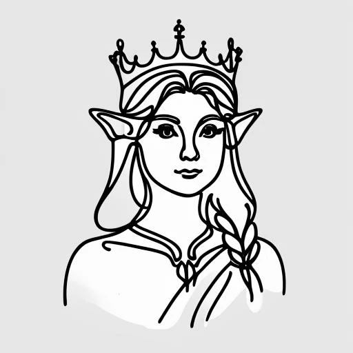 <lora:minimalistlinedrawing-tylertsanders:1.00>, minimalist, line drawing of elf queen