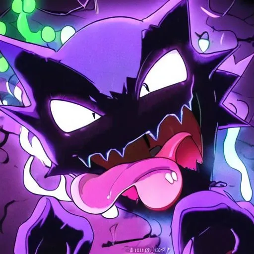 masterpiece, best quality, glowing, neon,
haunter, ghost, purple, solo, smile, open mouth, tongue, tongue out, black eyes, pokemon (creature), no humans, fangs <lora:Haunter-12:0.7>