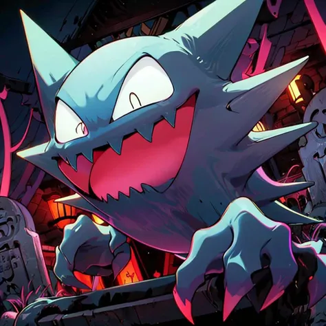 ((masterpiece,best quality)),
<lora:Haunter_Pokemon_Anime:0.9>, Haunter_Pokemon, floating, no humans, pokemon \(creature\),
solo, smiling, looking at viewer, glowing, neon,
graveyard,
cinematic composition,