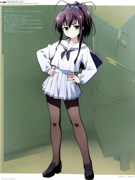 <lora:ImazekiRinko:0.8> (masterpiece:1.3), (best quality:1.3), (hires, high resolution:1.3), 1girl (white, loose t-shirt), (stern:1.2)
ImazekiRinko, 1girl, solo, pantyhose, school uniform, skirt, green eyes, ponytail, pleated skirt, long hair, ribbon, full body, hair ribbon, hand on hip, long sleeves, black hair, standing, shoes