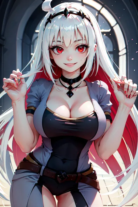 Highly detailed, High Quality, Masterpiece, beautiful, Nikusa, <lora:Nikusa:0.9>, 1girl, solo, light smile, colored inner hair, red eyes, huge breasts, seiza