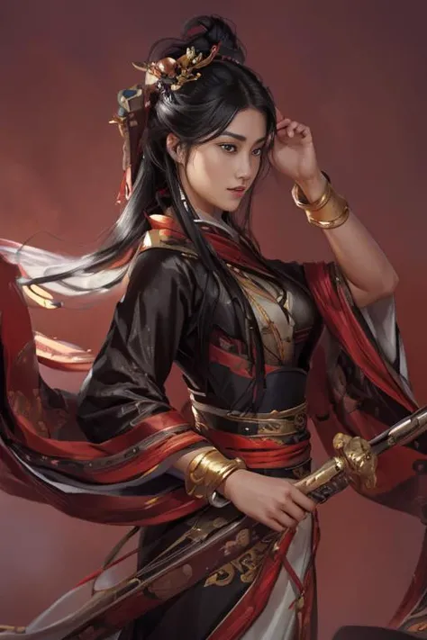 sanguozhi, 1girl, young woman, 18 years old, very slender, (VERY LARGE CHEST),VERY PALE SKIN,, (oval face), seductive, very long hair, black hair,
martial arts dress, big smile,
<lora:sanguozhi:.7>,
fill Lighting, camera wide shot, Magnificent, Imperceptible detail, Intricately designed, (perfect quality face:1.1) hyper-detailed complex, insanely detailed, detailed clothes, detailed skin, perfect eyes, detailed body, realistic lights, realistic shadows, professional photo,
