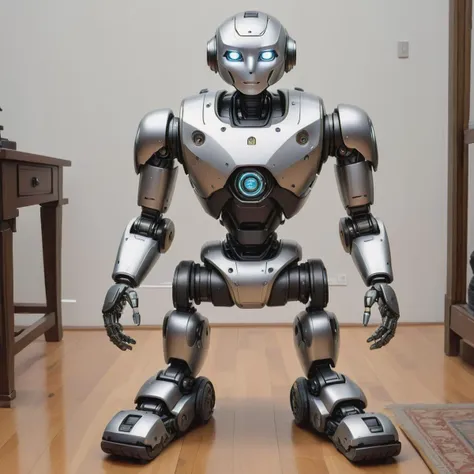 ((best quality)), ((masterpiece)), ((realistic)), (detailed), Compact Robot, Knee Pads,Metropolitan ,