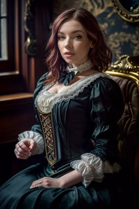 DEN_cait_lion_Steamgirl,
(French Post card, wearing a Victorian steampunk dress sitting in a Victorian parlour house, glamour, Victorian, atmospheric Victorian steampunk:1.2),
bokeh, f1.4, 40mm, photorealistic, raw, 8k, textured skin, skin pores, intricate details <lora:epi_noiseoffset2:1>, epiCRealism <lora:ClothingAdjuster3:-1>