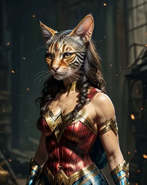 Wonderwoman HuMeow <lora:SD15-HuMeow-LoRA:1>