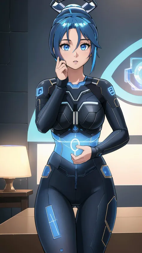 1girl, (((Cortana, hologram, ))), Halo, <lora:cortana:1>, masterpiece, best quality, hyperrealistic, extremely detailed, highly quality, 4k, sharp focus, professional photograph, sharp focus, award winning, cinematic lighting, octane render, unreal engine, volumetrics dtx, Wallpaper,