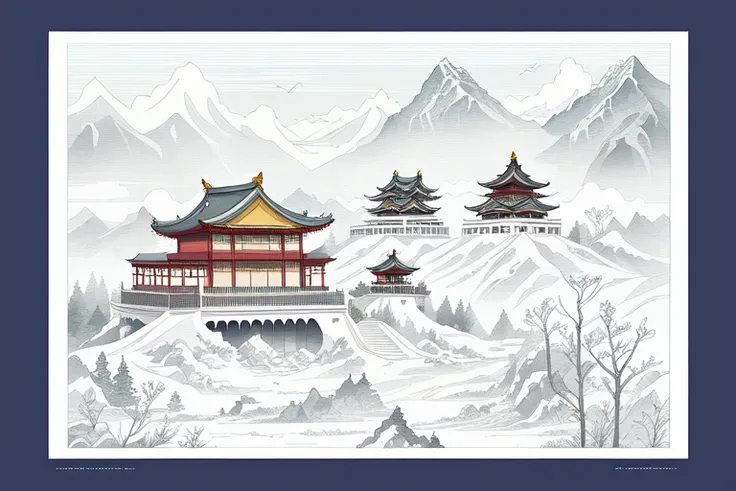 (Illustration:1.3) A piece of Chinese-style buildings in the mountains <lora:flat illustration:1>,(by Artist Anna Dittman:1), (((masterpiece))), (((best quality))), ((ultra-detailed)),(detailed light),((an extremely delicate and beautiful)),