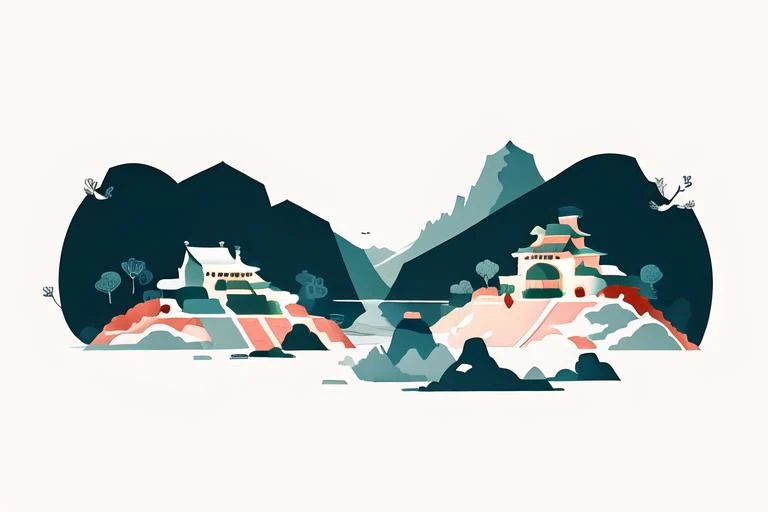 (Illustration:1.3) Chinese style buildings in the mountains <lora:flat illustration:1>,(by Artist Anna Dittman:1), (((masterpiece))), (((best quality))), ((ultra-detailed)),(detailed light),((an extremely delicate and beautiful)), white background, simple background, <lora:Detail Tweaker LoRA:-1.> <lora:MarketingFlat-000006:1>