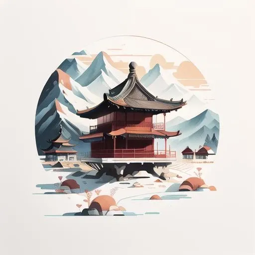 (Illustration:1.3) Chinese style buildings in the mountains <lora:flat illustration:1>,(by Artist Anna Dittman:1), (((masterpiece))), (((best quality))), ((ultra-detailed)),(detailed light),((an extremely delicate and beautiful)), white background, simple background,
