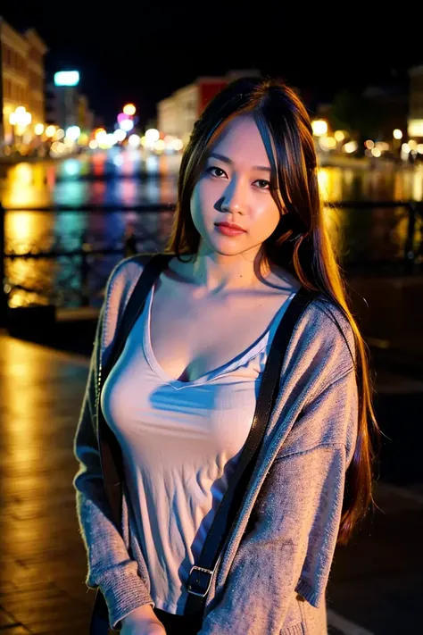 (8k, RAW photo, best quality, masterpiece:1.2), (realistic, photo-realistic:1.37), <lora:elenv20:0.9>, 1girl,cute,cityscape, night, rain, professional lighting, photon mapping, radiosity, physically-based rendering, mirrored image