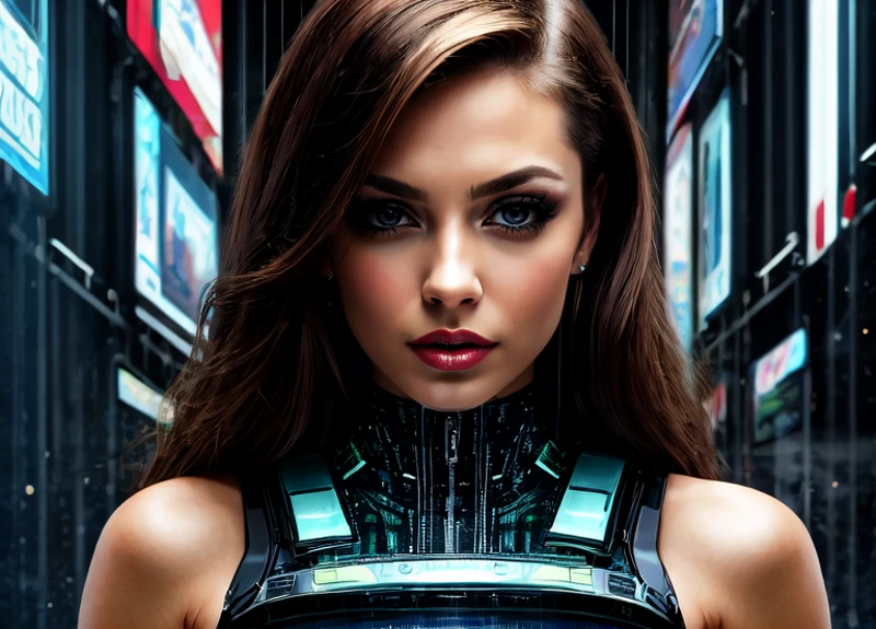 Gina_Fitz is a 30yo brunette mixed-race trophy-wife with a toned-body in a world powered by ((<lora:HackedTech:0.6>, cyberpunk, hackedtech)), she is doing housework, fcDetailPortrait , wearing makeup (kkw-m4k3-up:0.2)