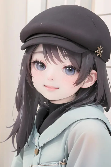 <lora:flatcap3-10:0.6>, close-up, smile, lips, flat cap, looking at viewer