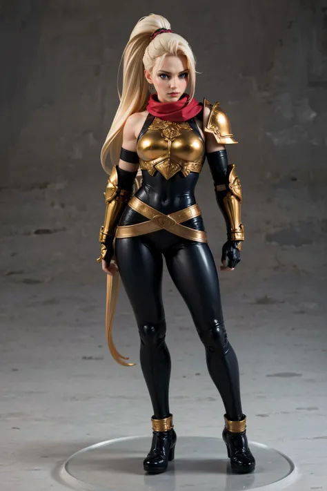 full body shot, colorful and aesthetic, masterpiece, best quality, dynamic angle, ultra high res, highly detailed skin, intricate details, 30 year old woman in ornate ranger armor, looking thoughtful, Anita Briem, athletic body, large blue eyes, voluminous blonde hair,(long ponytail:1.1), red and gold accents, red scarf, large shoulder pads, (detailed:1.05), (extremely detailed:1.06), sharp focus, (intricate:1.03), (extremely intricate:1.04), (beautiful face:1.1), [perfect eyes:0.8], [perfect skin:0.8], [detailed face:0.8], [detailed eyes:0.8], [detailed hair:0.9], [detailed lips:0.8], <lora:popupparade-10:0.8>, ray trace, cinematic lighting, depth of field, <lora:more_details:0.5>