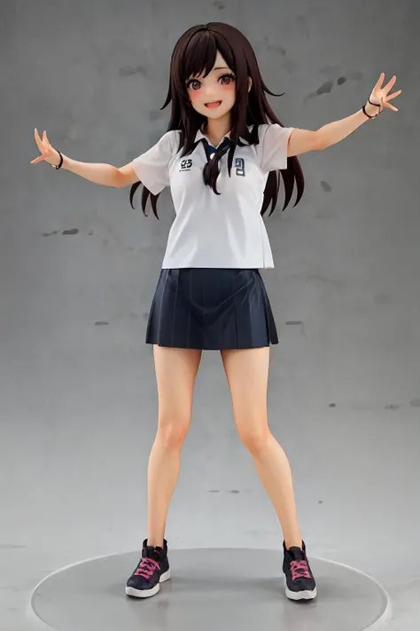 /PictureQuality/ best quality, masterpiece,
/Model/ 1girl , (black braid hair:1.3), blush, :D,
/Pose/ standing, akimbo, dynamic pose,
/Location/
/Lighting/
/Lens/
/CameraAngle/ full body, dynamic camera angle,
/Cloth/ <lora:popupparade-10:0.95>
/Lora1/, white long-sleeves shirt, navy blue bowtie ,navy blue pleated skirt, (stu_matare), white sock, black school shoes, <lora:stu_matare:0.8>