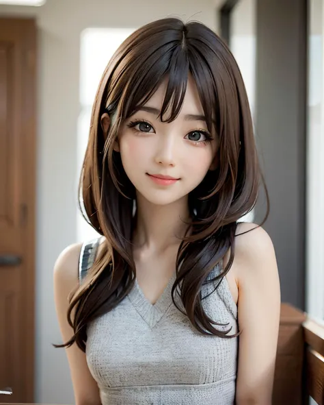 1girl , very long hair, best quality, masterpiece, portrait, a photography of a beautiful girl, detailed face, sweet smile, (blush:1.2), ((torso)),pov, (((depth of field))), pale and lustrous skin, <lora:popupparade-10:0.88:HALF_ALT_B>