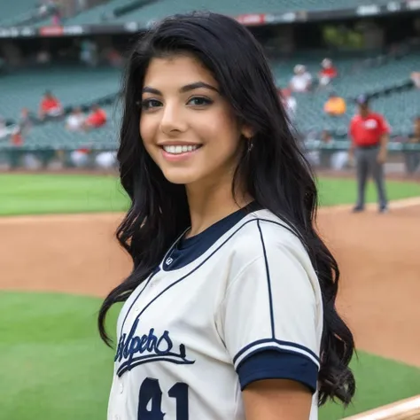 a photo of gina valentina, ohwx, a woman at a baseball game, wearing a jersey, smile, best quality, <lora:ginavalentina_SDXL:0.7>