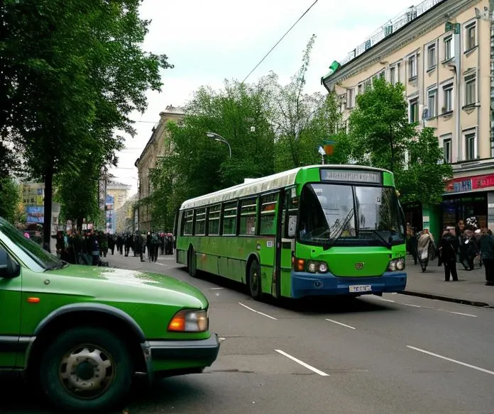 moskva_xxi, vhs, city street, car, building, crowd, green bus
<lora:moscow-000030:1>