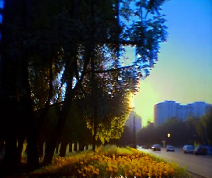 moskva_xxi, sunrise, city street, tree, flower, old_siemens, foreground, background, overexposure, film grain
<lora:moskva_xxi:1>
<lora:old_siemens, foreground, background, overexposure, film grain:0.9>